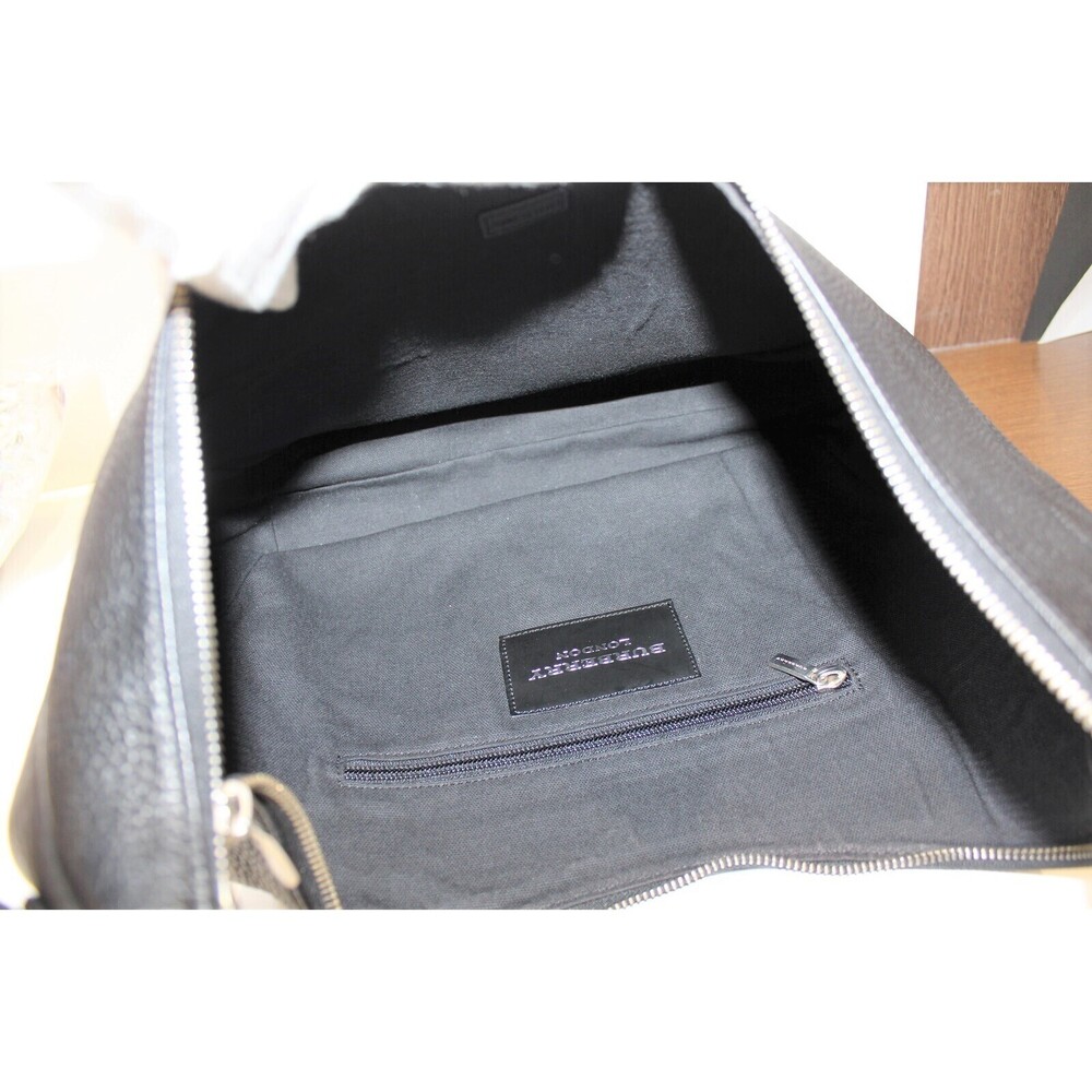 BURBERRY One Shoulder Hobo Bag Leather Black Beige Tan White - Picture 6 of 7